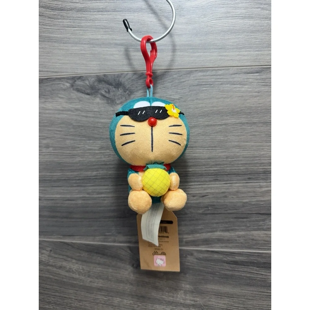 I'm Doraemon Hawaii Plush Keychain Stuffed Toy Pineapple Sunglasses Fujiko-Pro